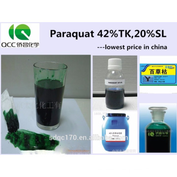 Chine prix le plus bas / Herbicide Agrochimique Paraquat (Gramoxone) 200g / L, 276g / L, 20%, 27.6% SL ,, CAS: 4685-14-7 --- Lmj